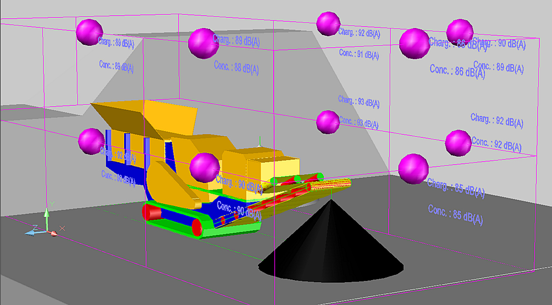 Bruit d'un concasseur (en 3D)